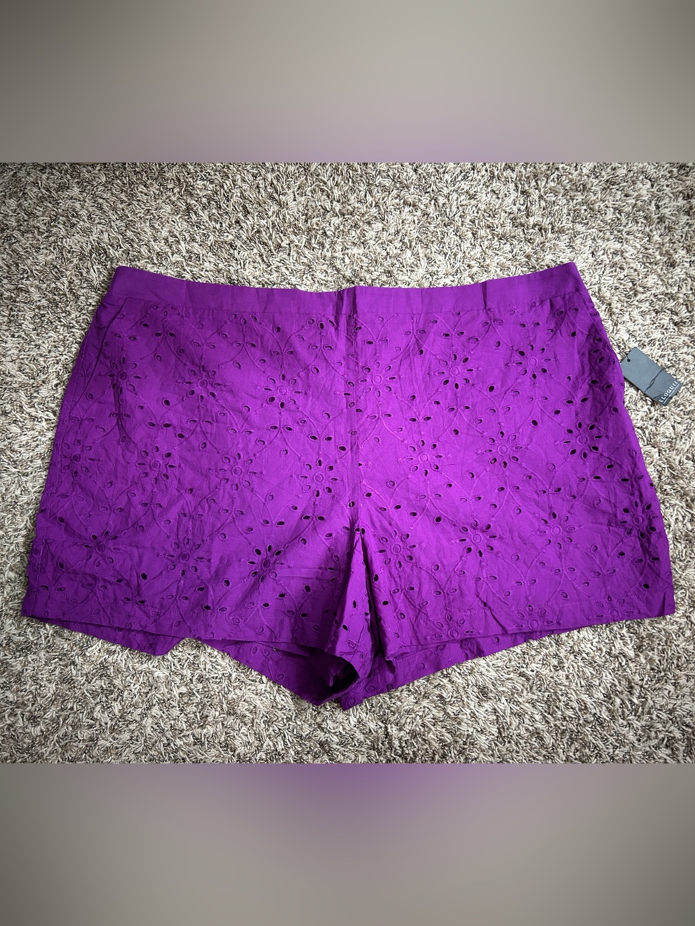 Eloquii Purple Eyelet Shorts Sz 26/28 NWT